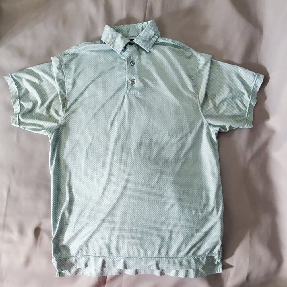 Footjoy Golf Polo Shirt Men's Large Blue Pattern FJ Performance Stretch-READ